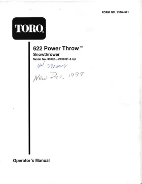 38062-7900001 TORO Snowthrower Up Power Throw Operators