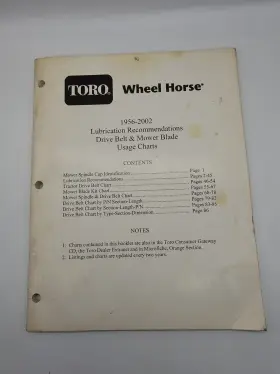 492-0392 TORO Lubrication Rec Drive Blade Mower Usage Charts