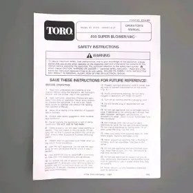 51575-2000001 TORO Blower Vac Operators Manual Instruction