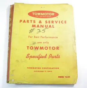 SP-29 TOWMOTOR CONSTRUCTION EQUIPMENT Forklift Lift Service