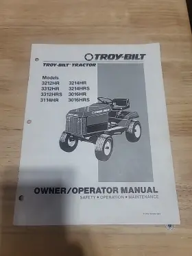 3212GR TROY-BILT Tractor Operator Manual Hrs