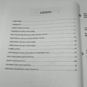 970-SK VALMETAL Silo Unloader Owners Service Manual Book #3