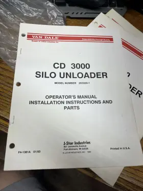 26330-1 VAN DALE Cd Silo Unloader Operators Manual