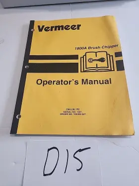 OMJL98-1R1 VERMEER Brush Chipper Operators Manual