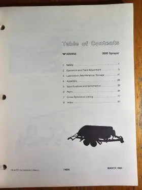 74805 VERSATILE Sprayer Owners Operators Set Up Manual #3