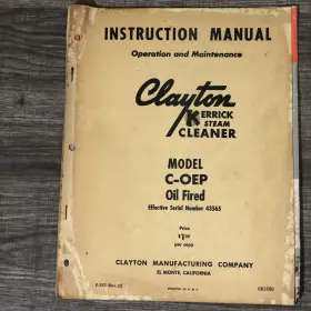43565 Clayton Kerrick Steam Cleaner Oep Oil Fired Instruction