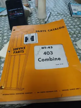 HT-43 Combine Manual Book Catalog International Harvester