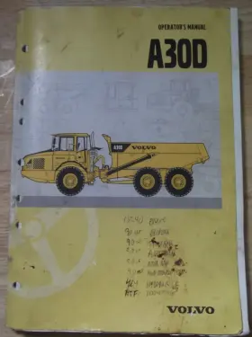 A30D VOLVO Articulated Dump Operator Operation Manual Book