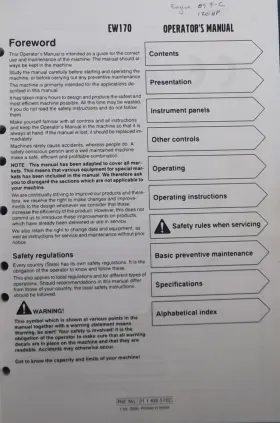 EW170 VOLVO Wheel Excavator Operation Manual Book #3