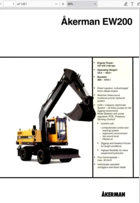 EW200 VOLVO Akerman Excavator Service Repair Manual Pdf Usb