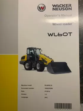 WL60T WACKER NEUSON Walker Wheel Loader Manual Cd Operator