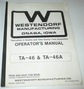 TA-46A WESTENDORF Loader Operators Owners Manual