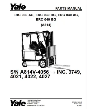 ERC040BG YALE Forklift Catalog Manual Pdf