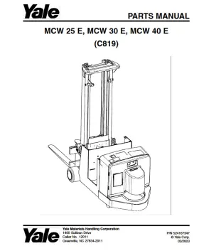 MCW40E YALE Forklift Catalog Manual Pdf