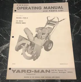 7010-0 YARDMAN Snowblower Operating Owners Manual