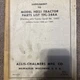 Model HD21 Tractor Parts List TPL-343A Allis-Chalmers MFG. CO.