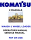 KOMATSU WA600-1 WHEEL LOADER SERVICE REPAIR OWNERS MANUALS PDFS ON USB