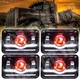 4pcs 4x6" LED Headlights For Kenworth T800 T400 T600A W900 Peterbilt 357 378 379