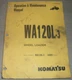 KOMATSU WA120L-3 WHEEL LOADER OPERATION & MAINTENANCE BOOK MANUAL S/N 54001-UP