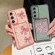 Pink Bow Case For Samsung S26 Ultra S25 S24 A56 A17 A55 A36 Card Slot TPU Cover