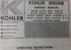 Kohler K241 K301 K321 10 12 14 h.p. Gasoline Tractor Engine Owner & Parts Manual