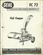 GEHL BROS. FLAIL CHOPPER FC 72 Form 1862A Parts Manual