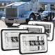4pcs 4x6'' LED Headlights Hi/Lo/DRL For Kenworth T800 W900 Peterbilt 357 379 378