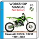 KAWASAKI KX125 KX250 1999 200 2001 2002 SERVICE REPAIR SHOP MANUAL ON CD