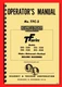 KEARNEY & TRECKER Milwaukee TF Series Milling Machine Operator's Manual 1505