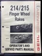 Unsealed Gehl 214/215 Finger Wheel Rakes WR214/WR215 Manual Form No. 904070 @B3