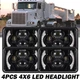 4PCS 4x6" LED Headlights Hi-Low Beam For Kenworth W900 T800 T600A Peterbilt 378