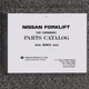 Nissan KCPH02A20PV Forklift Lift Truck Parts List Catalog Manual Book KH01