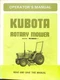 Kubota RCB60-I Rotary Mower Operator's Manual Original Equipment Guide