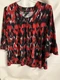 INC International Concepts 1X multicolor Printed 3/4 flounce Sleeves Top. T20