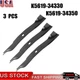 3  Heavy Duty Blades Fits Kubota K5619-34330 Zd221 Zg227 K5351-99040 54" Deck