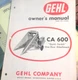 Gehl owner's manual CA 600 Quick Switch One Row Attachment