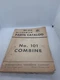 Original International McCormick ~ No. 101 Combine ~ Parts Catalog Manual HT-31A