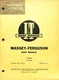 Massey-Ferguson Model 16 Pacer Shop Manual MH-6A Implement & Tractor Service