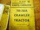 IH INTERNATIONAL TD-18A  CRAWLER DOZER  PARTS MANUAL 22,001-UP TC43B