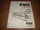 Patz Model 120 Belt Feeder Parts Manual PA-5794 2.5M 10/81
