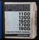 GENUINE FORD 1100 1300 1500 1700 1900 TRACTOR SERVICE REPAIR MANUAL W/BINDER