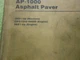 Caterpillar AP-1000 Asphalt Paver  Parts Manual Book Cat Service