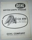Gehl CA 600 One Row Corn Attachment Parts Manual Catalog Book ORIGINAL! 6-1969