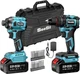 SEESII 21V Max Cordless 3/8'' Drill and 1/4'' Impact Driver Combo Kit 2x4000mah