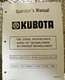 Kubota Operator's Manual Two Stage Snow Blower B2551 51 Inch & B/L2563 63 inch
