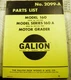 GALION 160 160 Series B motor grader parts book  1652-2019  2019-2049   2099A
