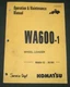 KOMATSU WA600-1 WHEEL LOADER OPERATION & MAINTENANCE BOOK MANUAL S/N A51001-UP