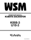 Kubota K008-3, U10-3 Excavator Workshop Repair Service Manual