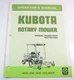 Kubota RC60-F20 RC72-F20 Rotary Mower Deck Tractor Operation Maintenance Manual