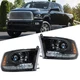 Headlight For 2009-2018 Dodge Ram 1500-3500 Halogen w/DRL Black Passenger+Driver